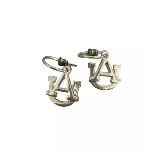 Auburn University Silver Tone Earrings UA AU Hoop Dangle College Fan - Picture 1 of 4